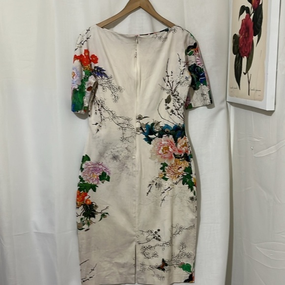 Zara Cream Floral Short Sleeve Dress a177 - Picture 4 of 4